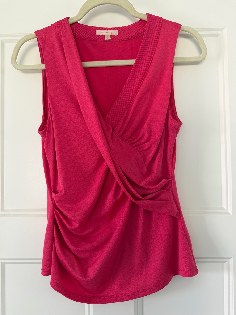 Skies Are Blue Sleeveless Draped V-Neck Top in Hot Pink